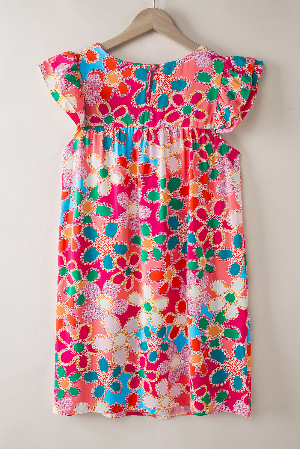 Purple Boho Flower Print Puff Short Sleeve Top