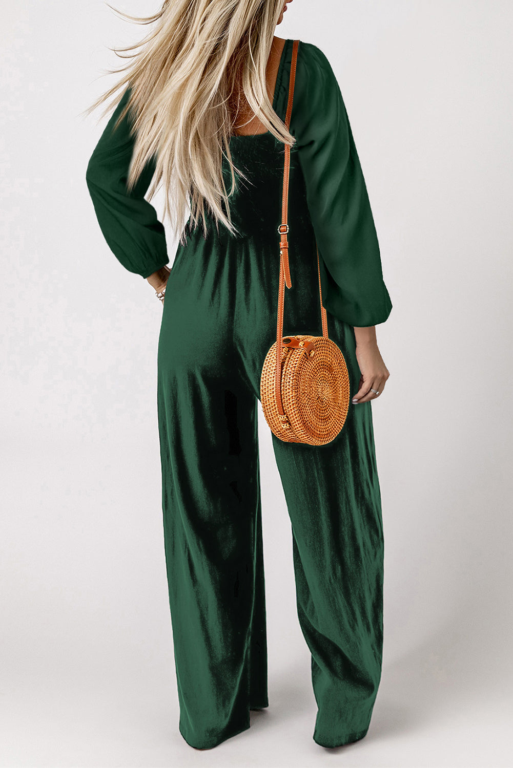 Black Smocked Sleeveless Wide Leg Jumpsuit with Pockets