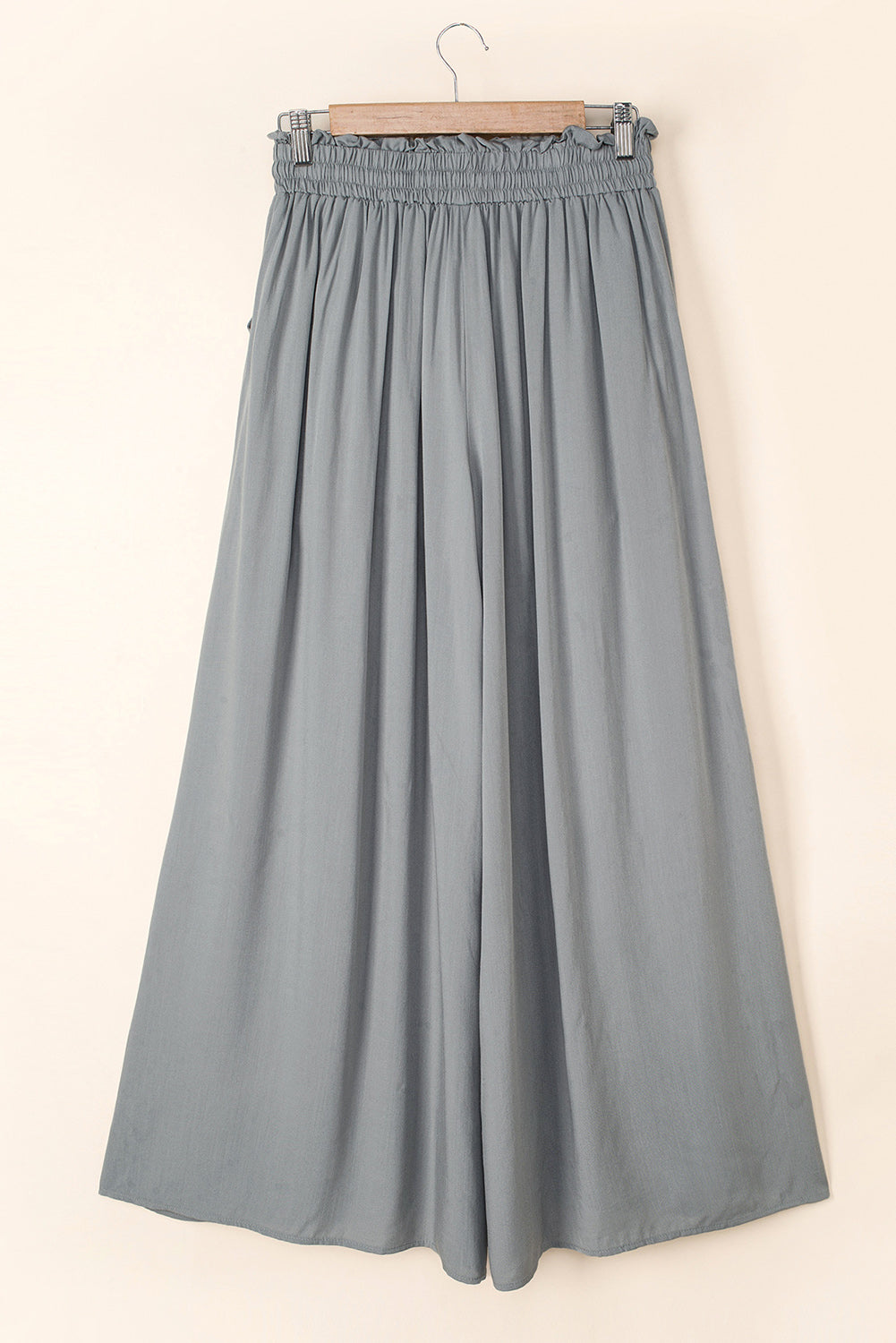 Green Drawstring Smocked High Waist Wide Leg Pants