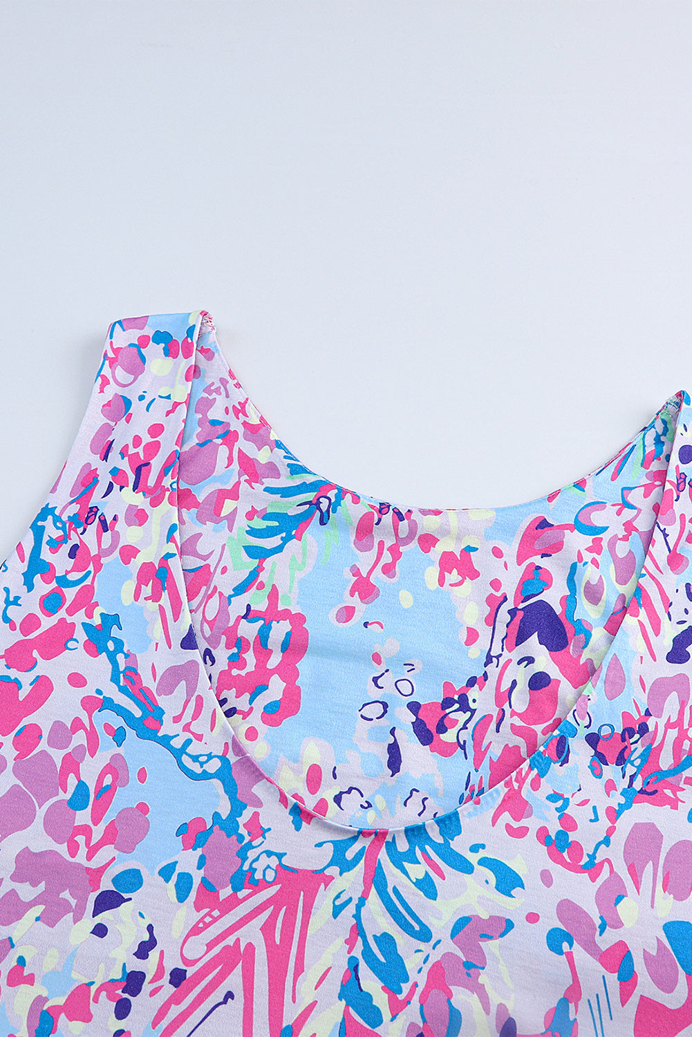 Sky Blue Loose Painted Floral Tee