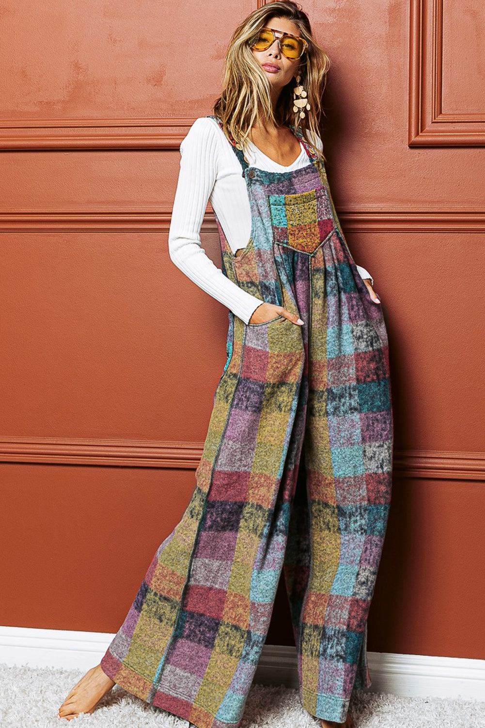 Multicolor Brushed Checked Western Buttoned Jacket