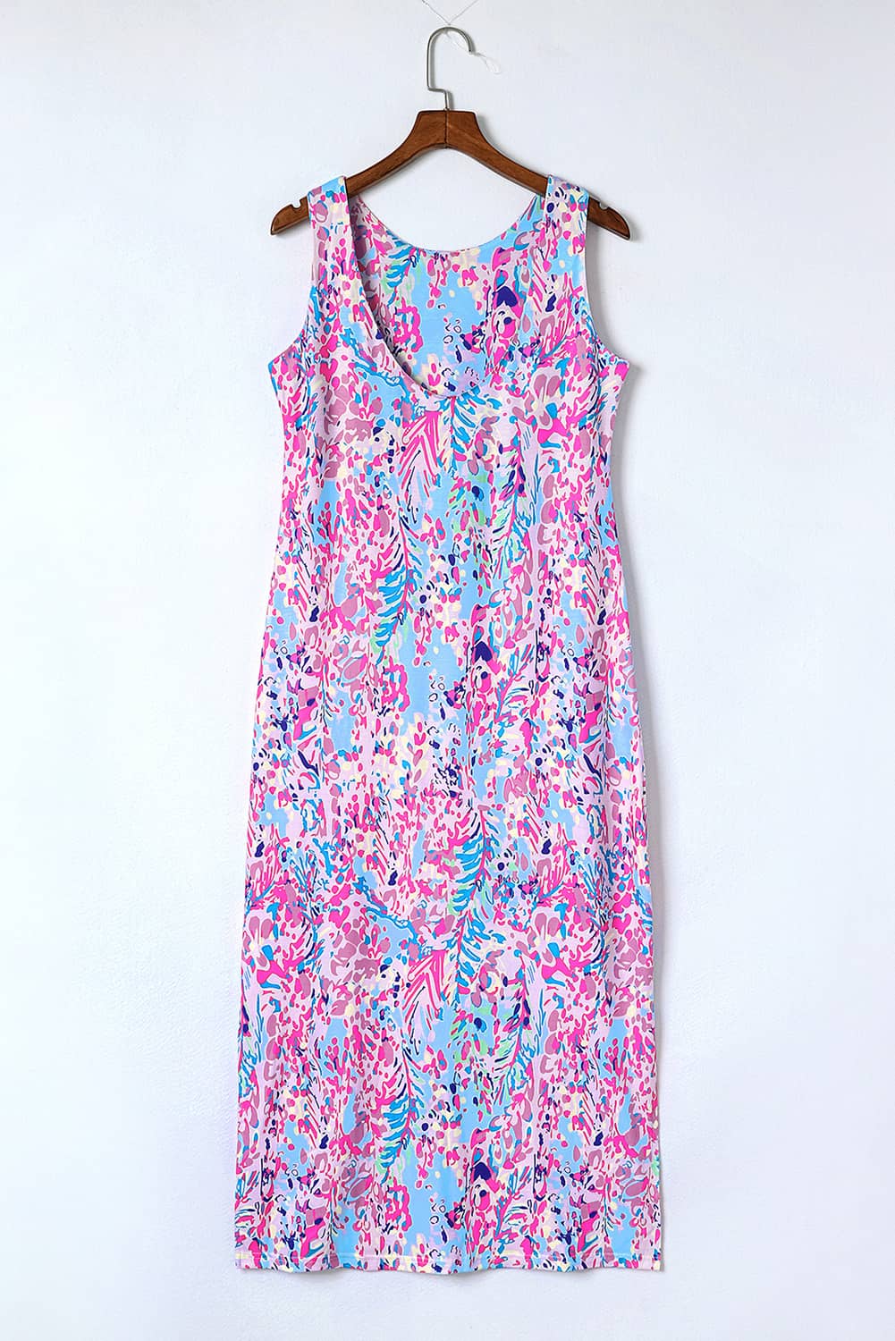 Sky Blue Loose Painted Floral Tee
