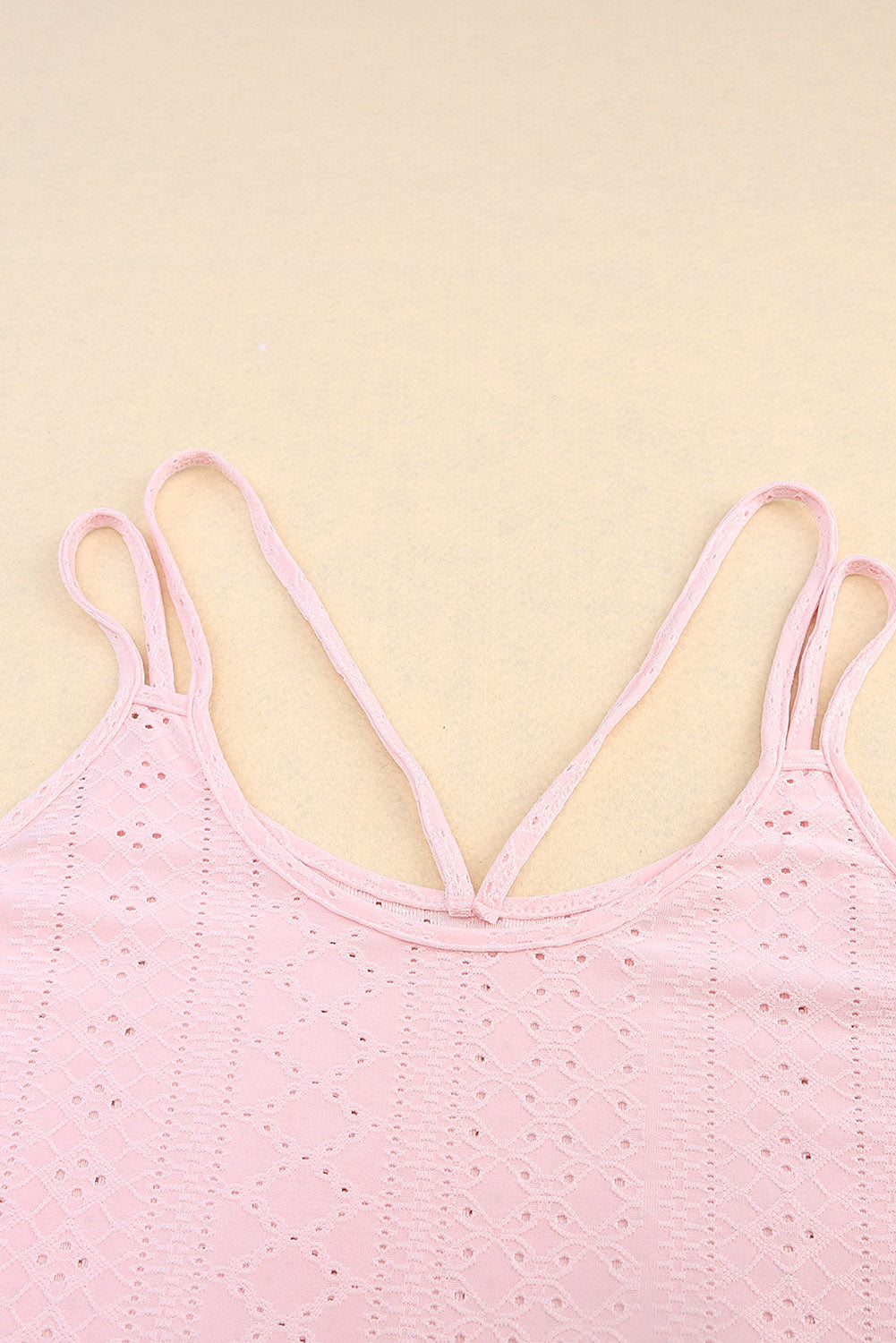 Black Eyelet Strappy Scoop-Neck Tank Top
