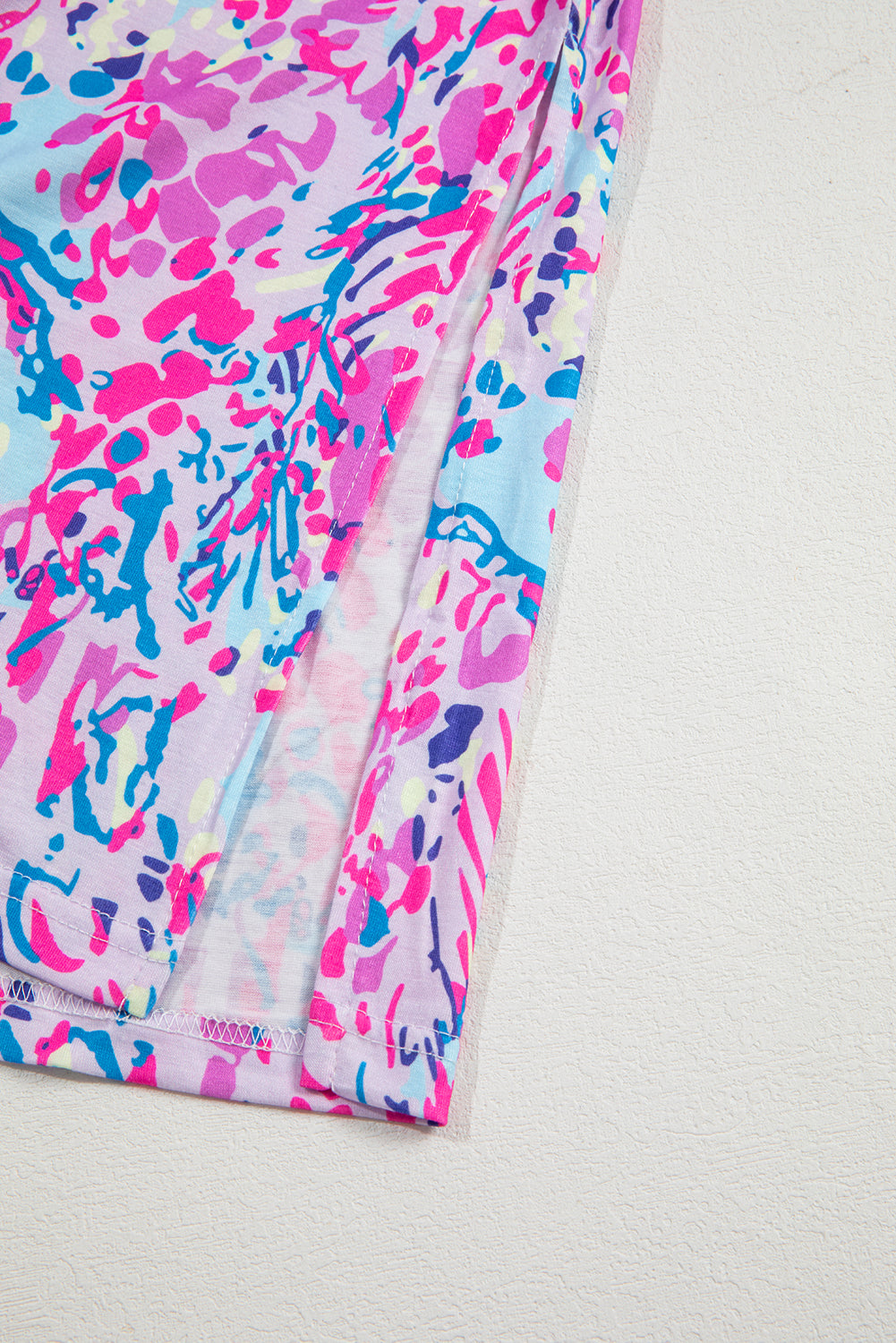 Sky Blue Loose Painted Floral Tee