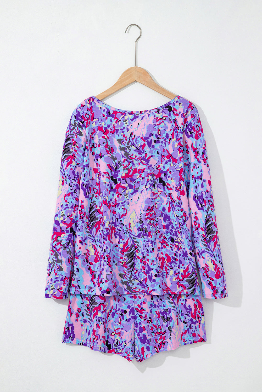 Sky Blue Loose Painted Floral Tee