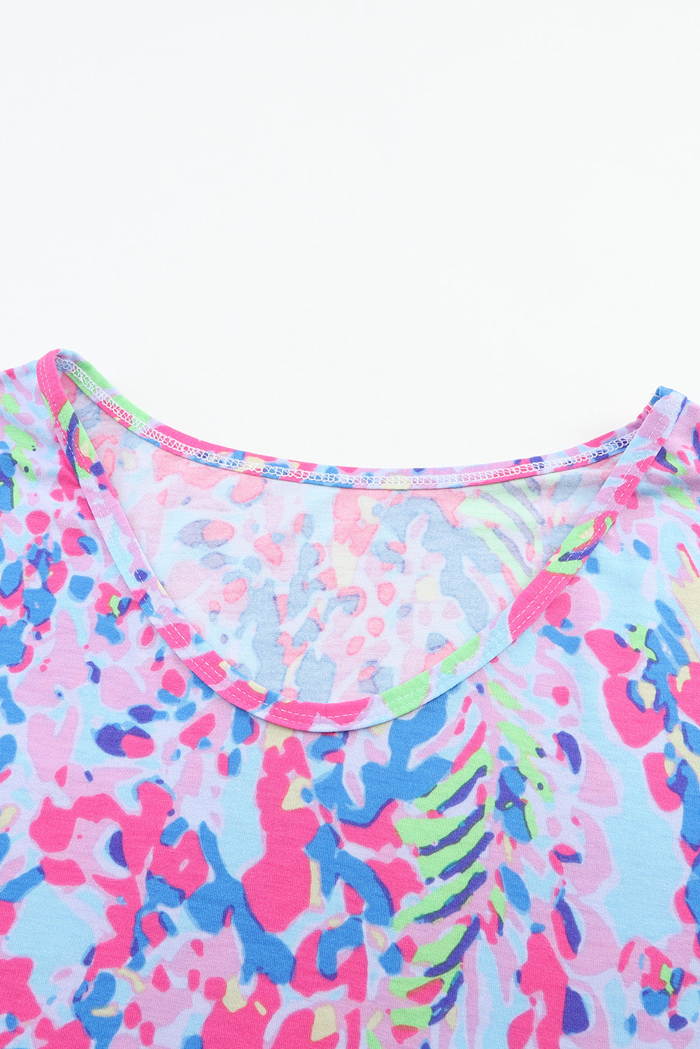 Sky Blue Loose Painted Floral Tee