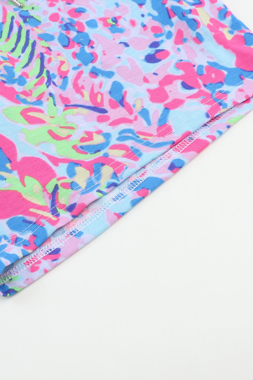 Sky Blue Loose Painted Floral Tee