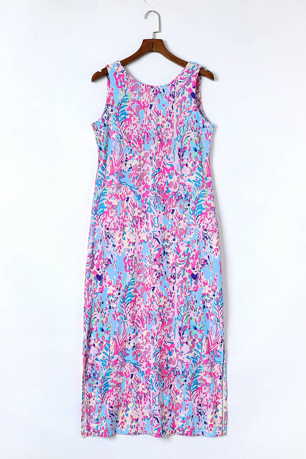 Sky Blue Loose Painted Floral Tee