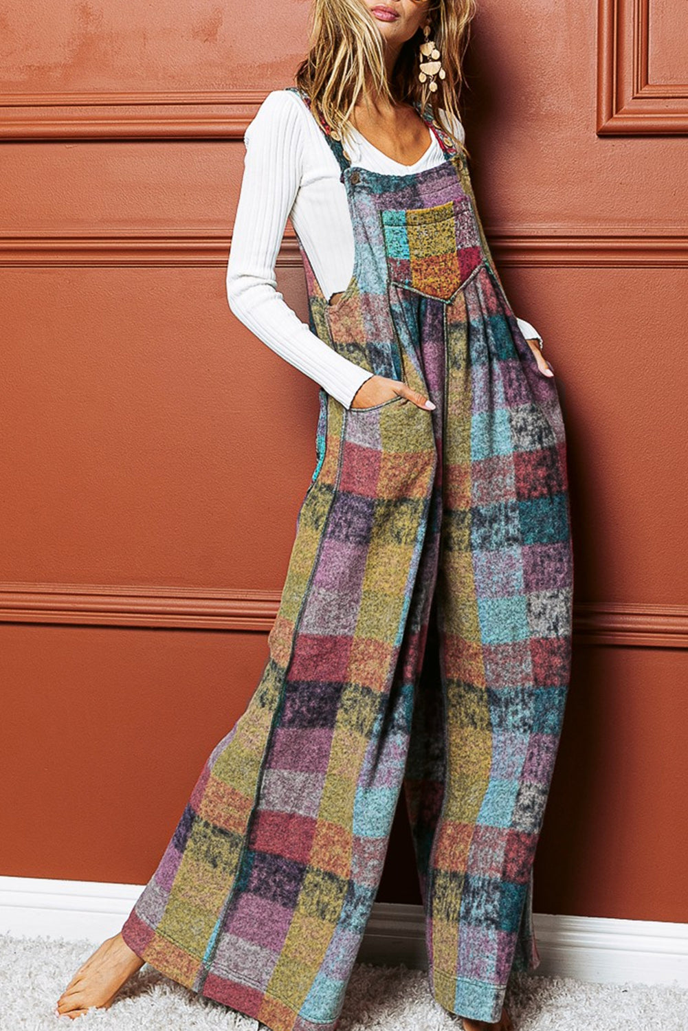 Multicolor Brushed Checked Western Buttoned Jacket