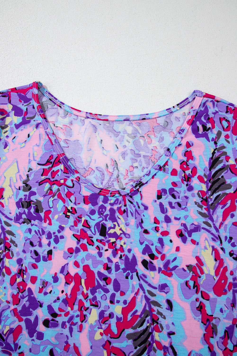 Sky Blue Loose Painted Floral Tee