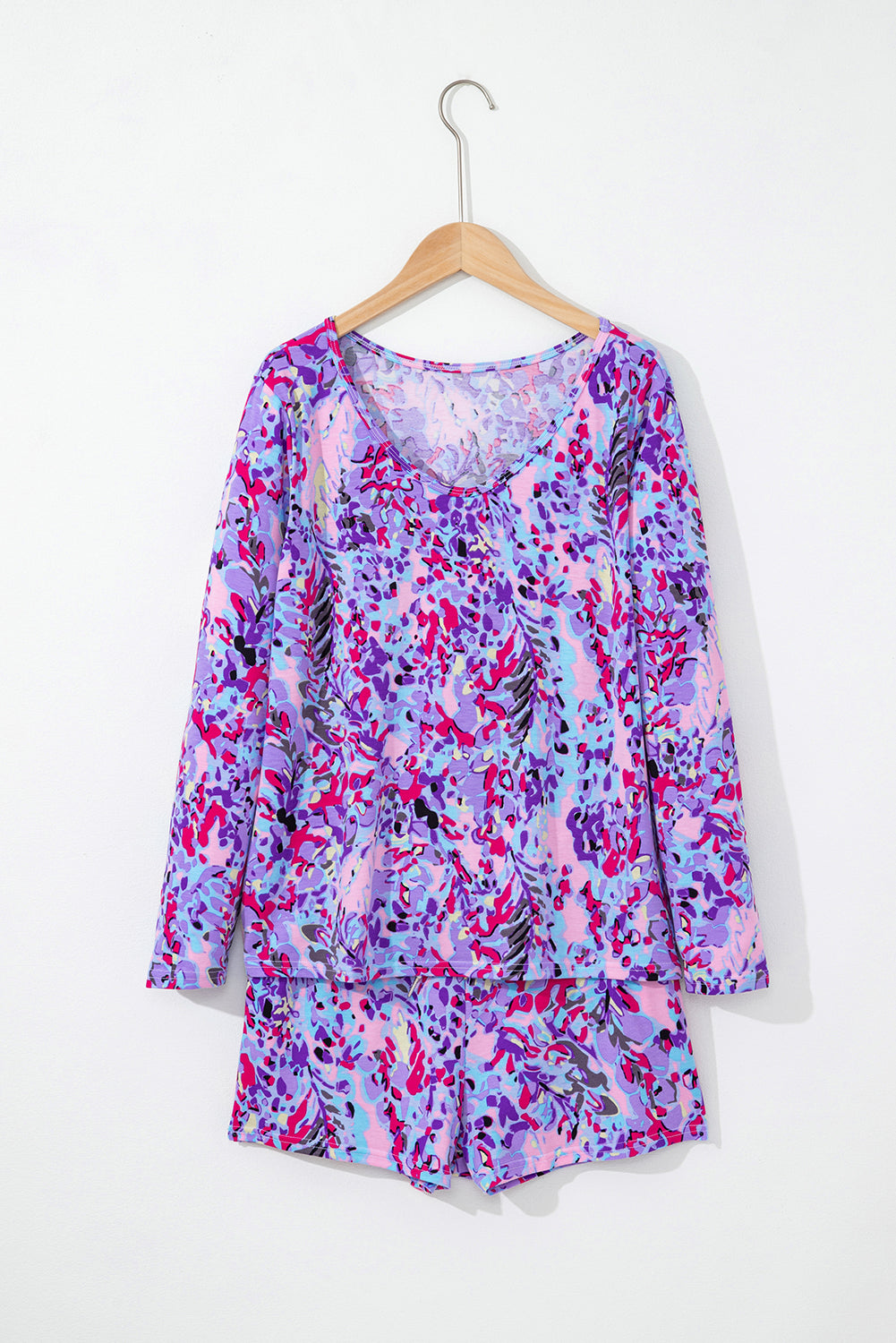 Sky Blue Loose Painted Floral Tee