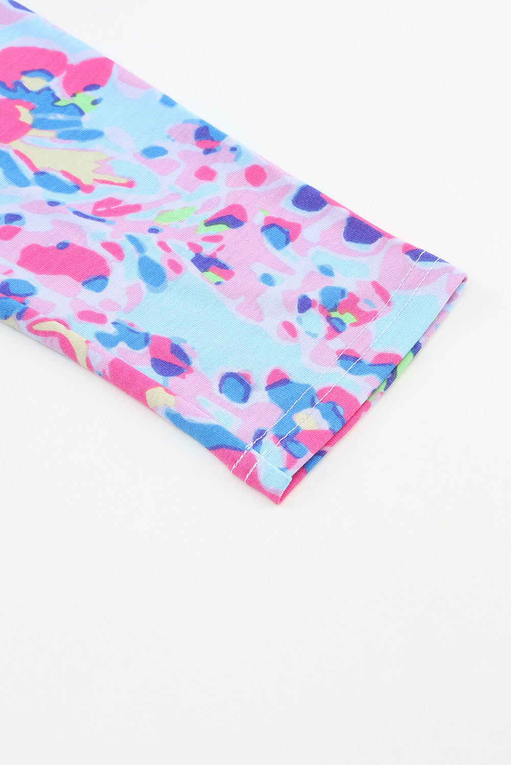 Sky Blue Loose Painted Floral Tee