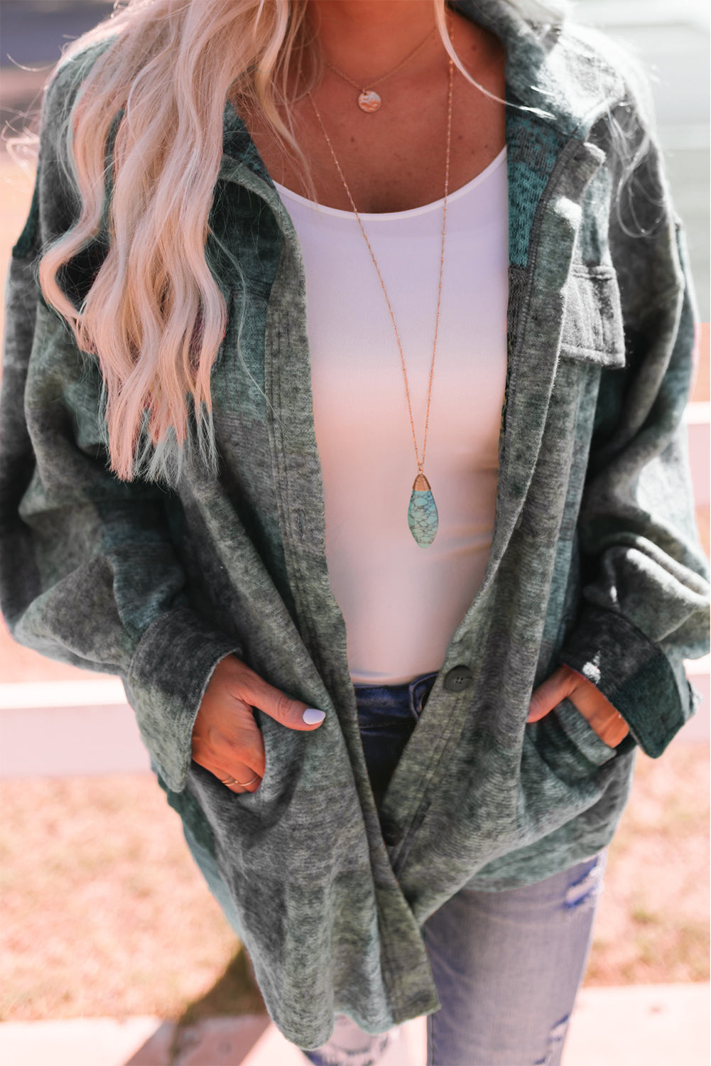 Multicolor Brushed Checked Western Buttoned Jacket