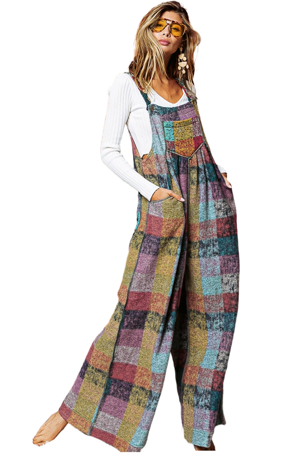 Multicolor Brushed Checked Western Buttoned Jacket