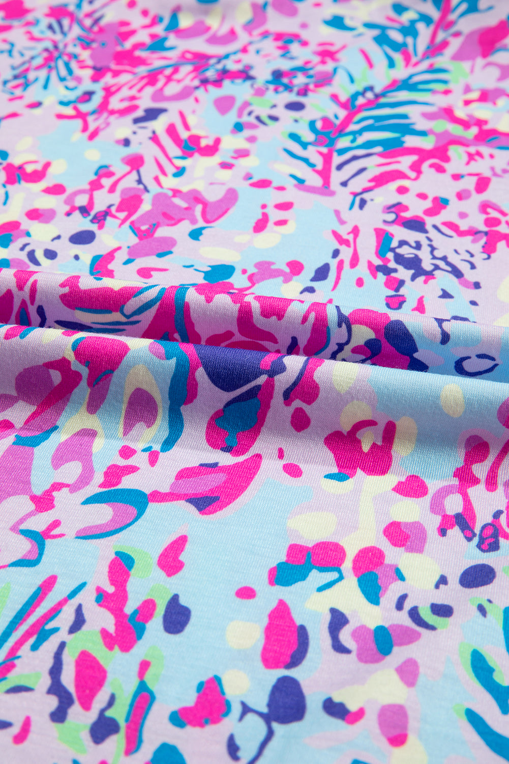 Sky Blue Loose Painted Floral Tee