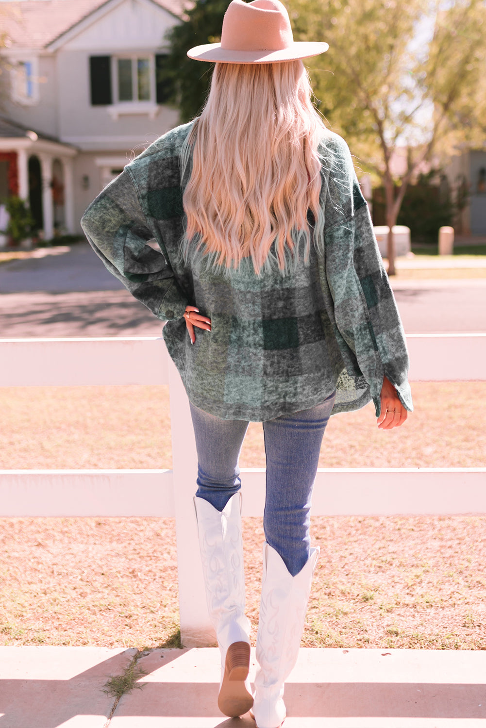 Multicolor Brushed Checked Western Buttoned Jacket