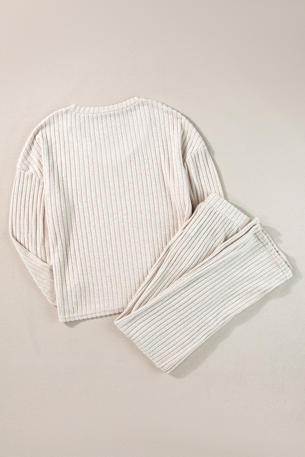 Apricot Plain Ribbed Loose Fit Two Piece Lounge Set
