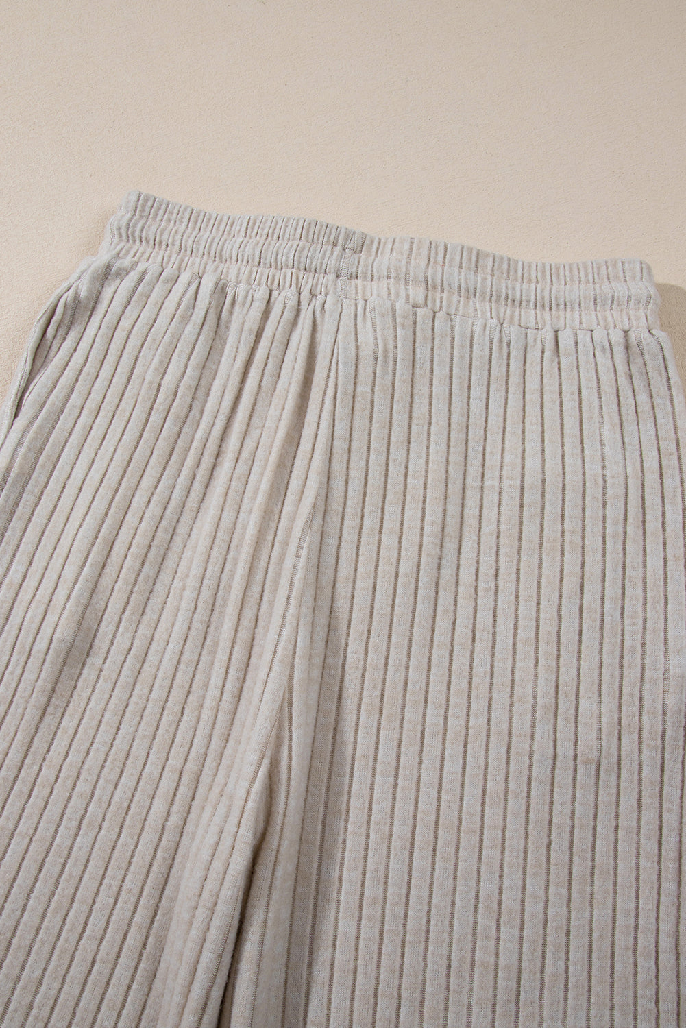 Apricot Plain Ribbed Loose Fit Two Piece Lounge Set
