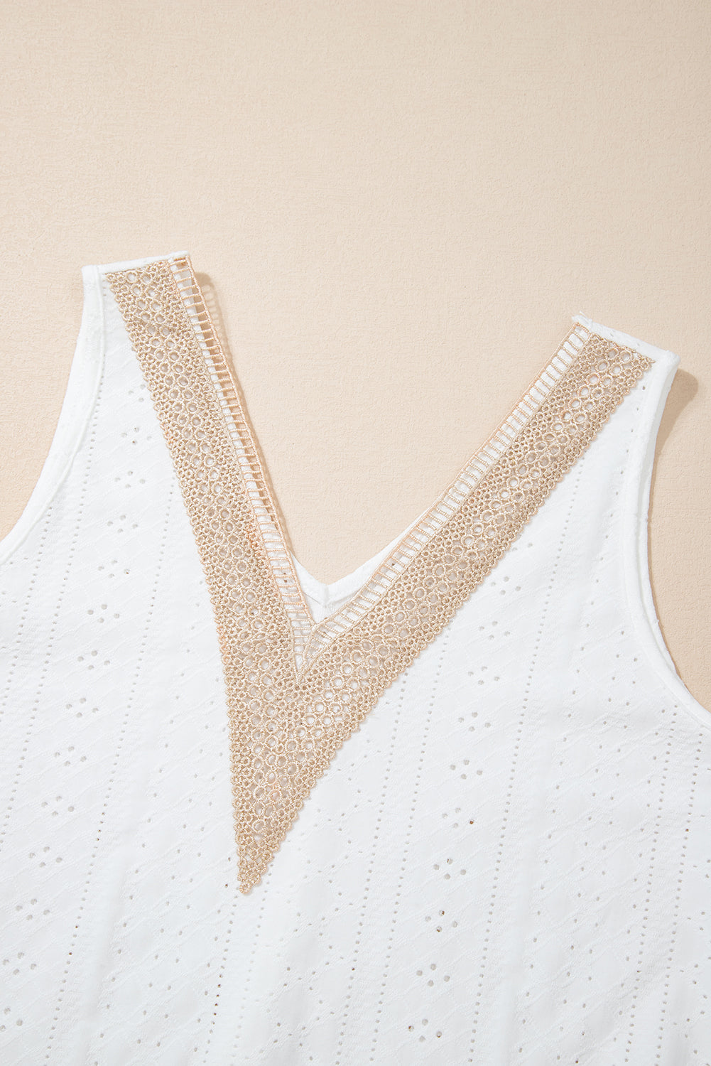 Black Eyelet Strappy Scoop-Neck Tank Top