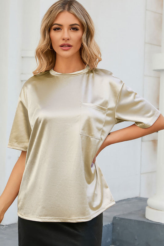 Apricot Chest Pocket Loose Fit T Shirt